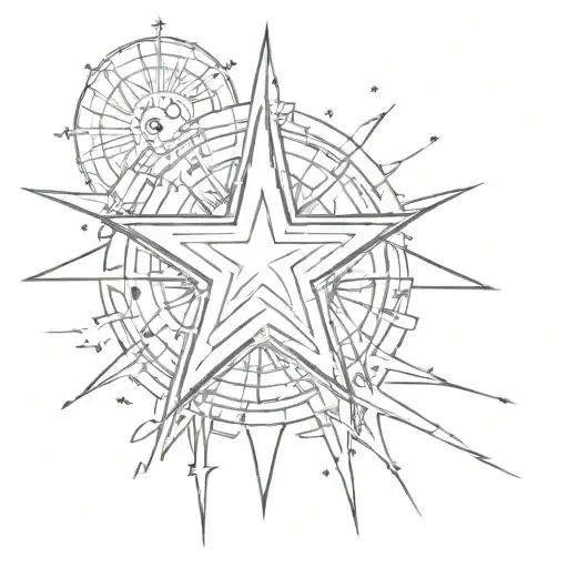 the star from which the rays come tattoo design idea