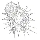 the star from which the rays come tattoo design idea