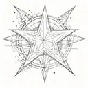 the star from which the rays come tattoo design idea