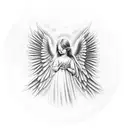 angel on clouds praying  tattoo design idea