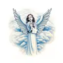 angel on clouds praying  tattoo design idea