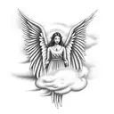 angel on clouds praying  tattoo design idea