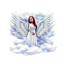 angel on clouds praying  tattoo design idea