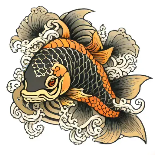 pez koi con yi yang tattoo design idea