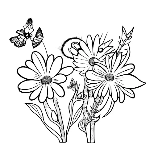 Daisy and poison ivy  tattoo design idea