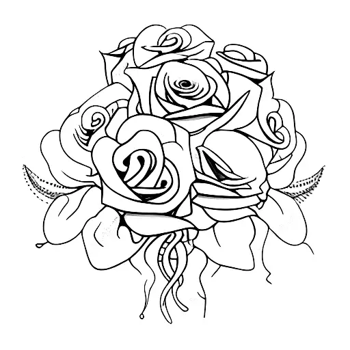 microphone and roses tattoo design idea