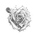 A microphone surrounded with roses and musical notes tattoo design idea