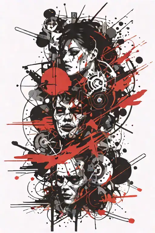 Fuzzy edges, associated with heavy music, sleeve style tattoo design idea