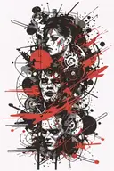 Fuzzy edges, associated with heavy music, sleeve style tattoo design idea