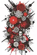 Fuzzy edges, associated with heavy music, sleeve style tattoo design idea