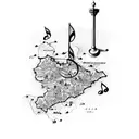 A map of Italy with musical notes forming the outline of the country tattoo design idea