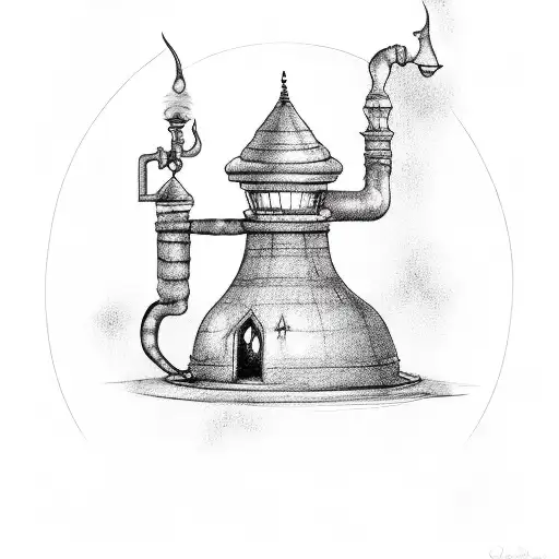 genie lamp and up house  tattoo design idea