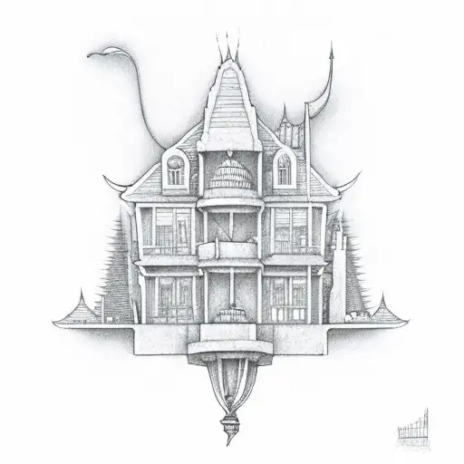 genie lamp and the house from up tattoo design idea