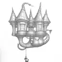 genie lamp and the house from up tattoo design idea