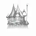genie lamp and the house from up tattoo design idea