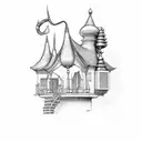 genie lamp and the house from up tattoo design idea