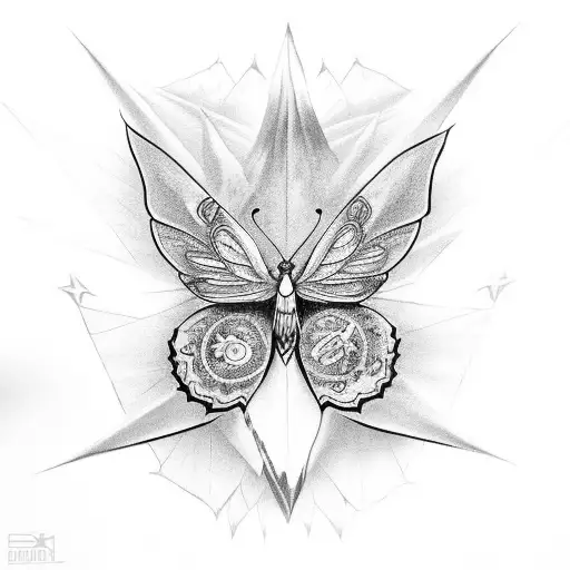 snitch dorada con alas de mariposa tattoo design idea