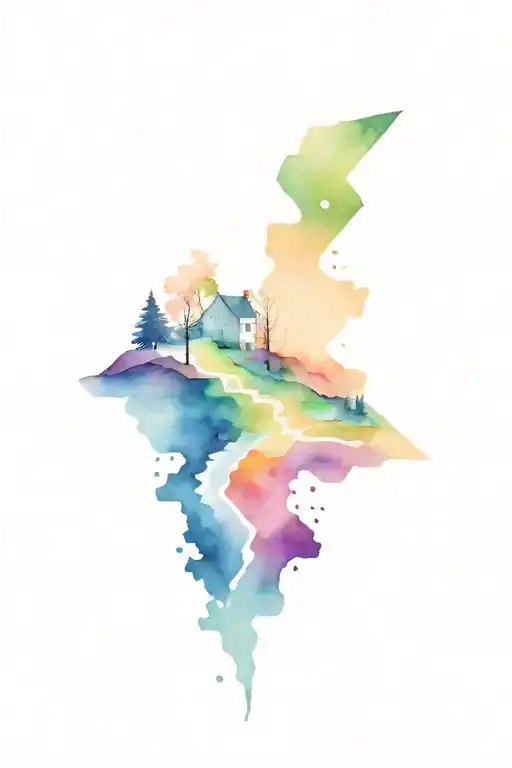 zigzag road with a falling puzzle at the end of the road tattoo design idea