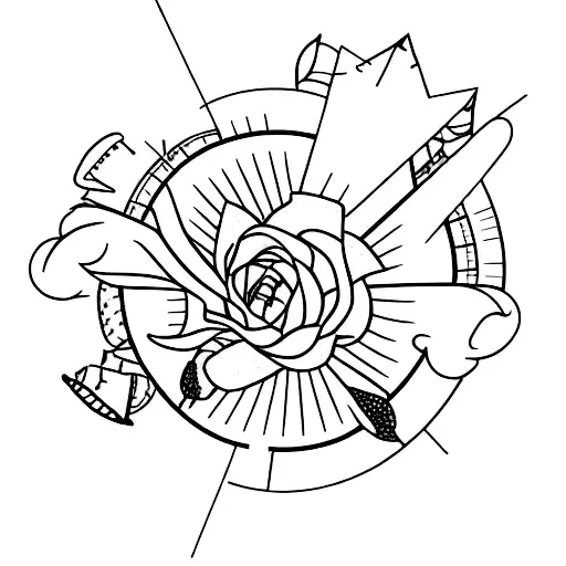 farm and sewing tattoo design idea