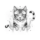 evil cat tattoo design idea