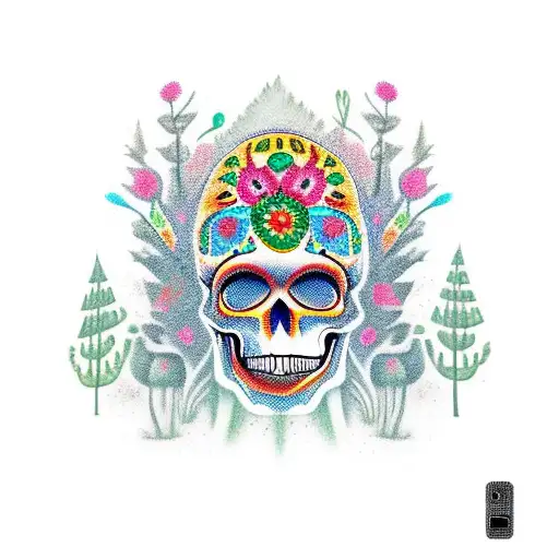 mexican skull Forest tattoo design idea