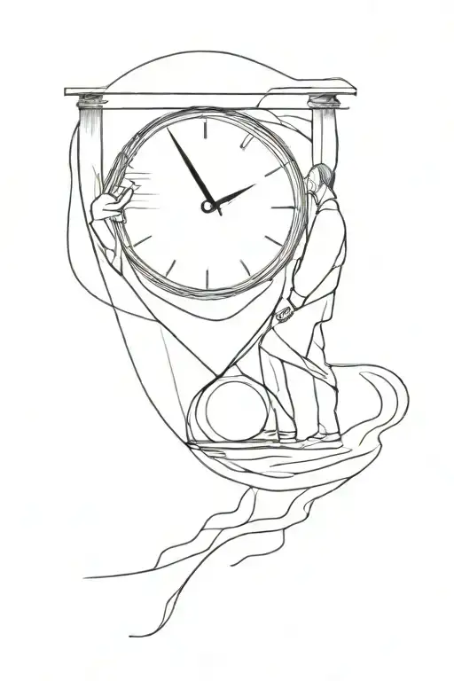 man walking into a sand clock  tattoo design idea