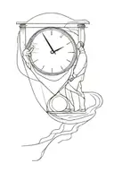 man walking into a sand clock  tattoo design idea
