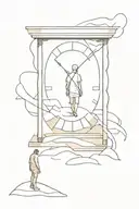 man walking into a sand clock  tattoo design idea