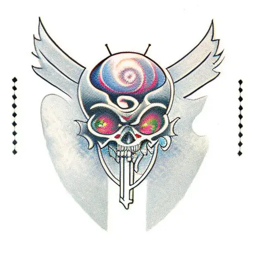 A traditional tattoo design of a programming code intertwined with fantasy elements tattoo design idea