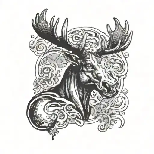 body of a pumped up man with the head of a moose Slavic mythology tattoo design idea
