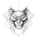 black panther clawing rose tattoo design idea