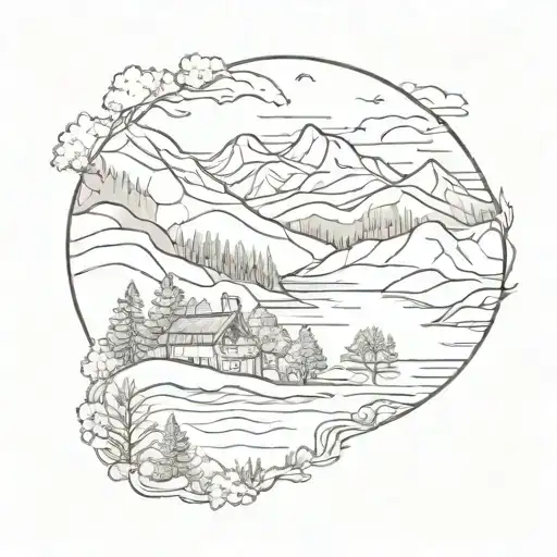 A tattoo of a beautiful landscape inspired by Tennessee scenery tattoo design idea