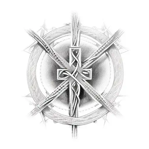 cross with barbed wire wrapping around it tattoo design idea