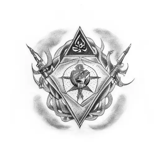 A mysterious tattoo design featuring government symbols and conspiracy theory imagery to reflect your interest in government and conspiracy theories tattoo design idea