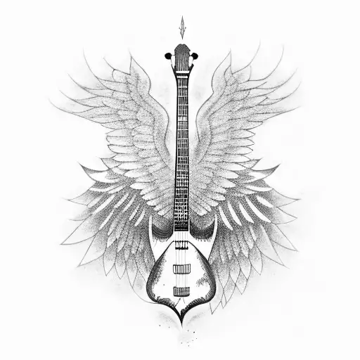 A guitar with wings tattoo design idea