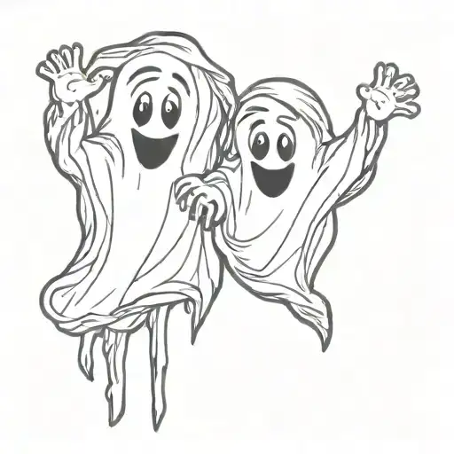two sheet ghosts tattoo design idea