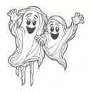 two sheet ghosts tattoo design idea