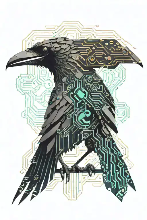 crow made out of circuit boards tattoo design idea