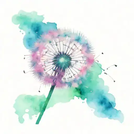 Dandelion blowing tattoo design idea