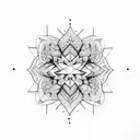 geometric floral tattoo design idea