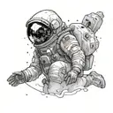 Astronaut hugging a ghost, both fading away with a galaxy in the background tattoo design idea