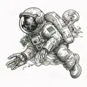 Astronaut hugging a ghost, both fading away with a galaxy in the background tattoo design idea