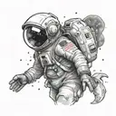 Astronaut hugging a ghost, both fading away with a galaxy in the background tattoo design idea