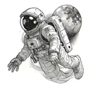 Astronaut hugging a ghost, both fading away with a galaxy in the background tattoo design idea