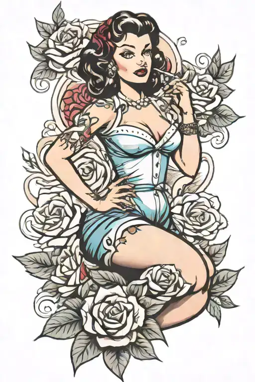 pinup girl tattoo design idea