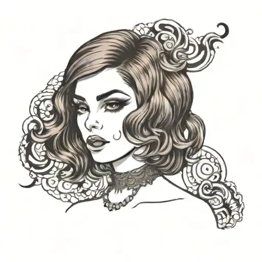 girl with brown wavy bob wearing dramatic makeup tattoo design idea