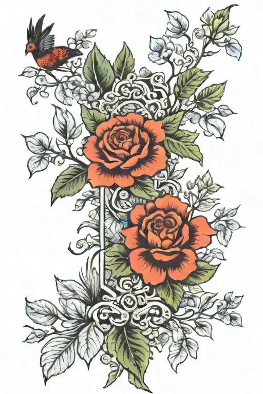 full framed sleeve tattoo featuring trees plants and animals tattoo design idea