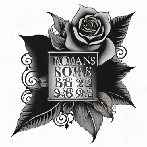 Romans 8:28 bible verse tattoo design idea