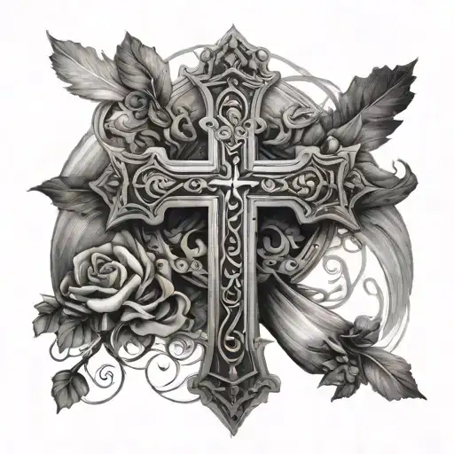 cross  Romans 8:28 tattoo design idea
