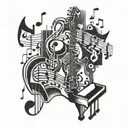 jazz music with notes floating tattoo design idea